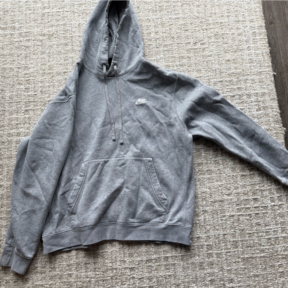 Nike Light Gray Hoodie with White Swoosh Tag